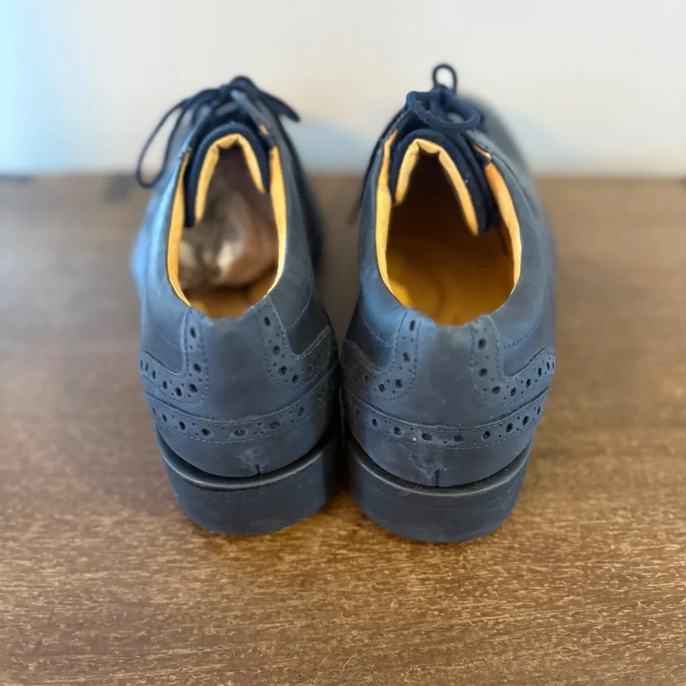 Sandro Moscoloni‎ Mens Black Leather Wingtip Brogue Oxford Shoes Size 11D